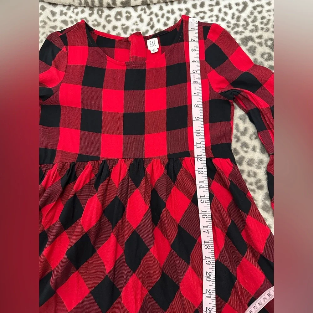 GapKids Buffalo Plaid Bell Sleeve Dress in Red Black Size XXL Regular Girls